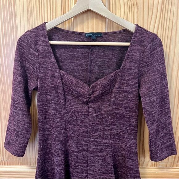 Bebop Be You Be Free maroon purple spacedye knit 3/4 sleeve dress S - Picture 2 of 7